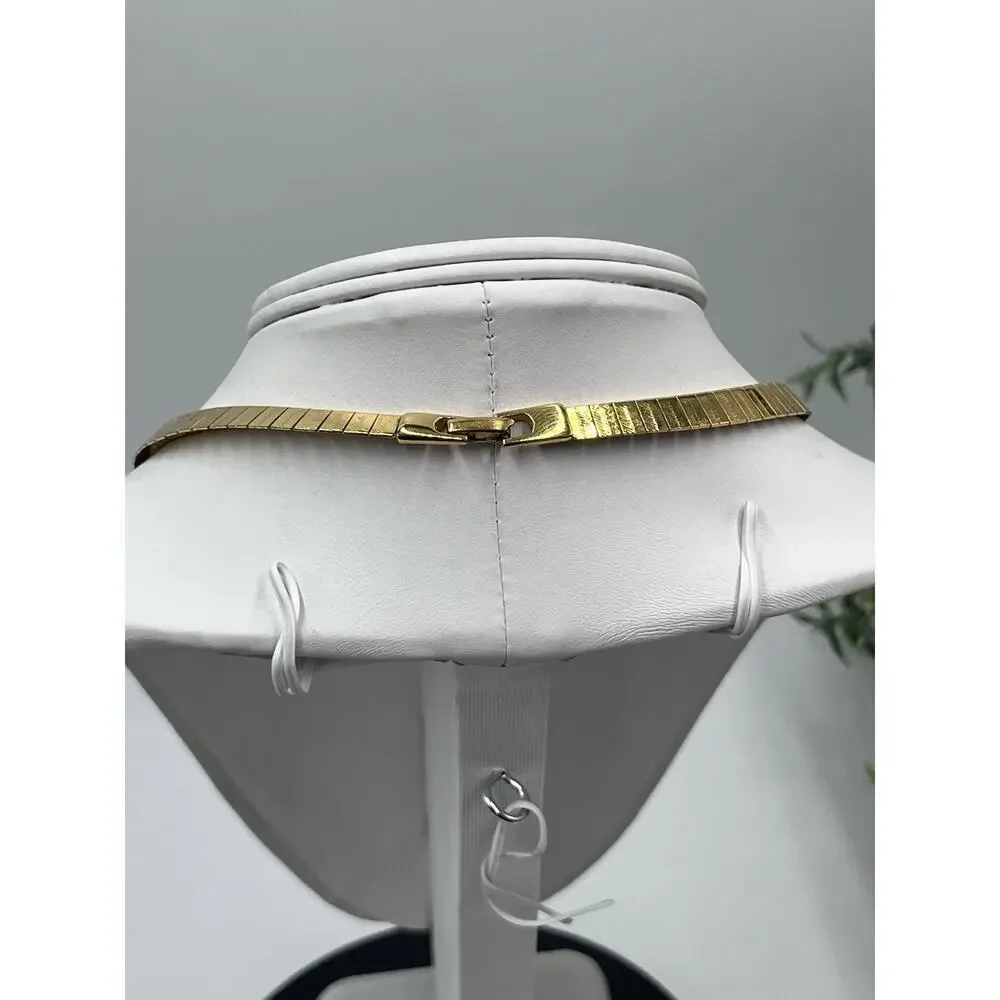 Napier Choker Gold Tone Egyptian Revival Tailored Signed VTG 80s Collar Necklace